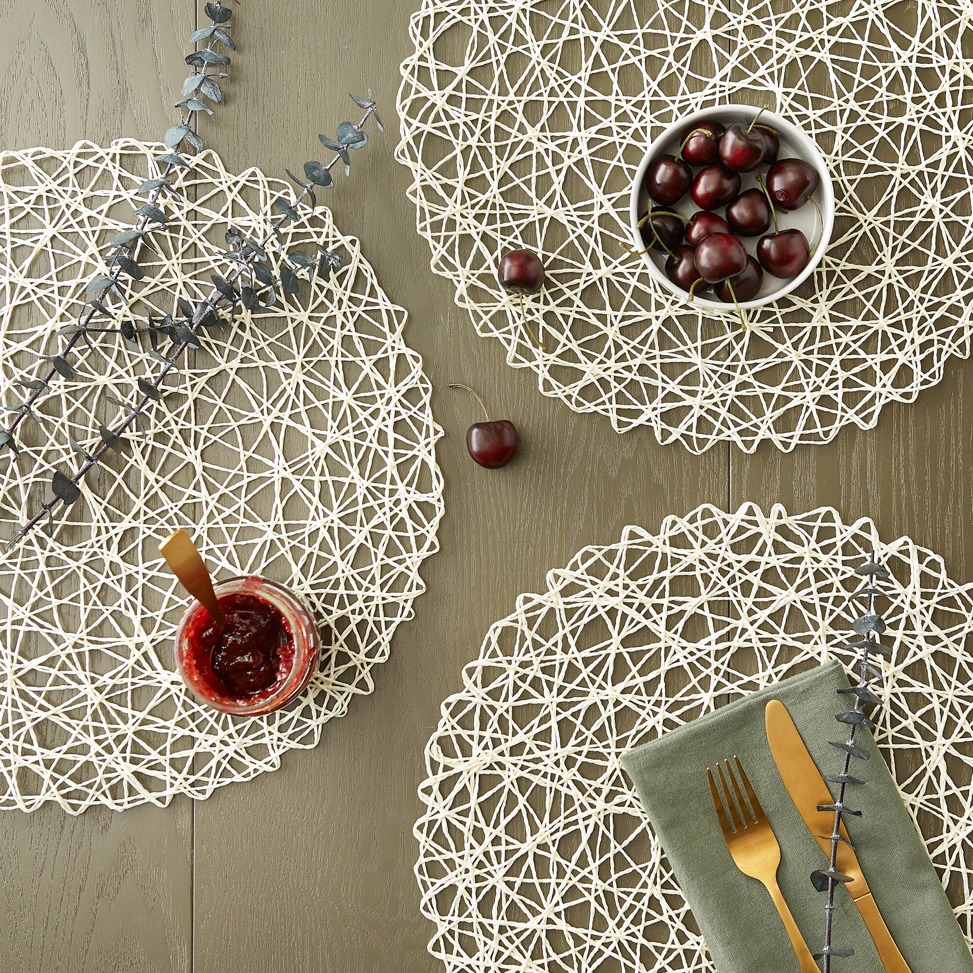 DII® Off White Woven Paper Round Placemat (Set of 6)